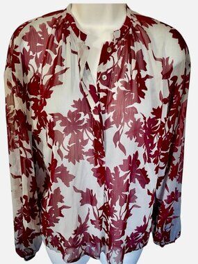A New Day Gossamer Blouse Burgundy Blue Size XS NWT